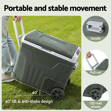 Glacio 50L Portable Fridge Freezer with Wheels 12V/24V/240V