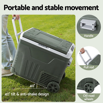 Glacio 50L Portable Fridge Freezer with Wheels 12V/24V/240V