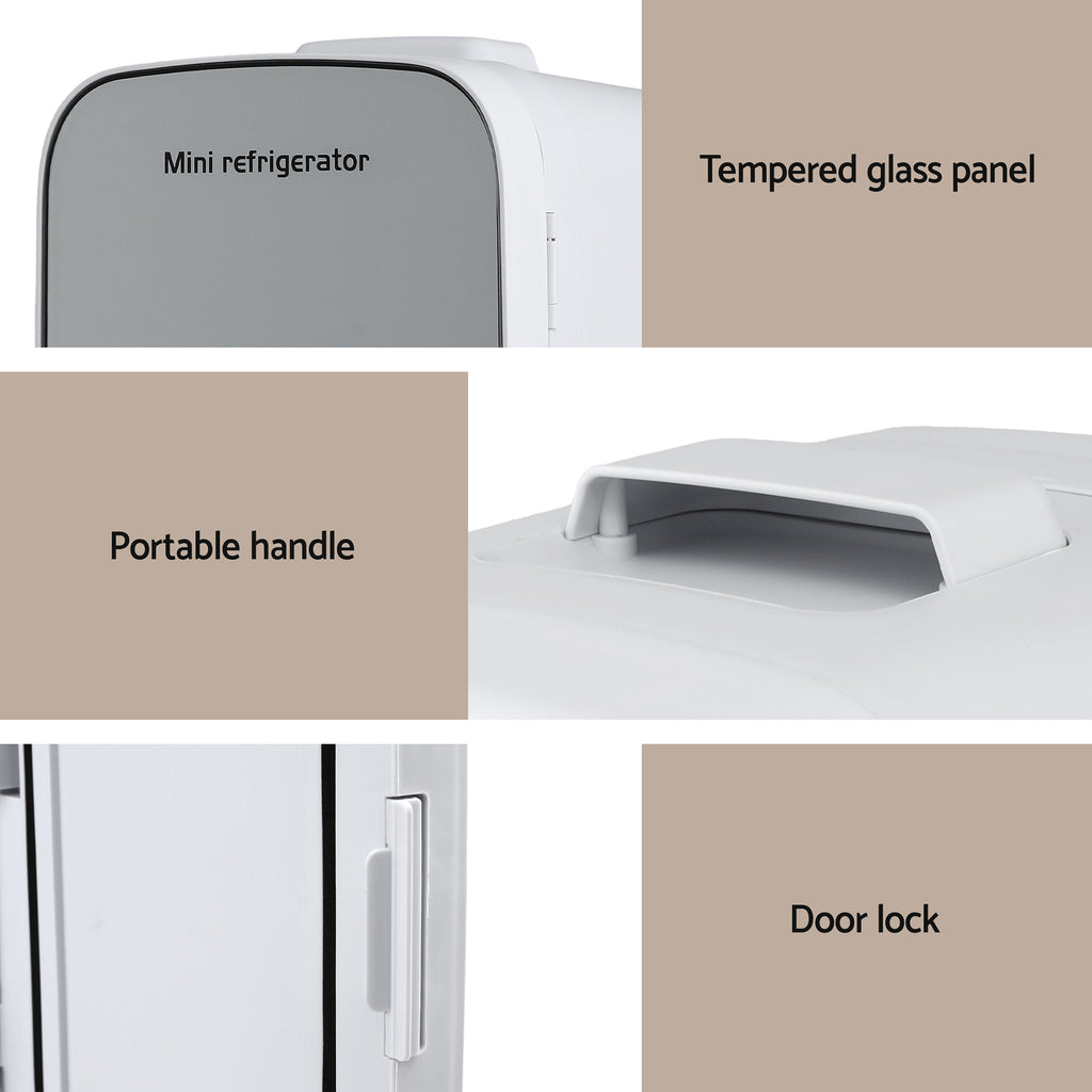 Glacio 13L Portable Mini Fridge Cooler and Warmer 12V/240V - White