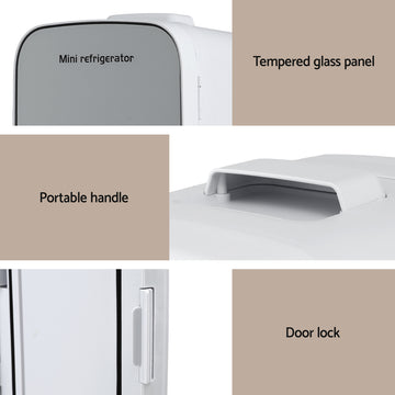Glacio 13L Portable Mini Fridge Cooler and Warmer 12V/240V - White
