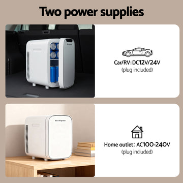Glacio 22L Portable Mini Fridge Cooler and Warmer 12V/240V - White