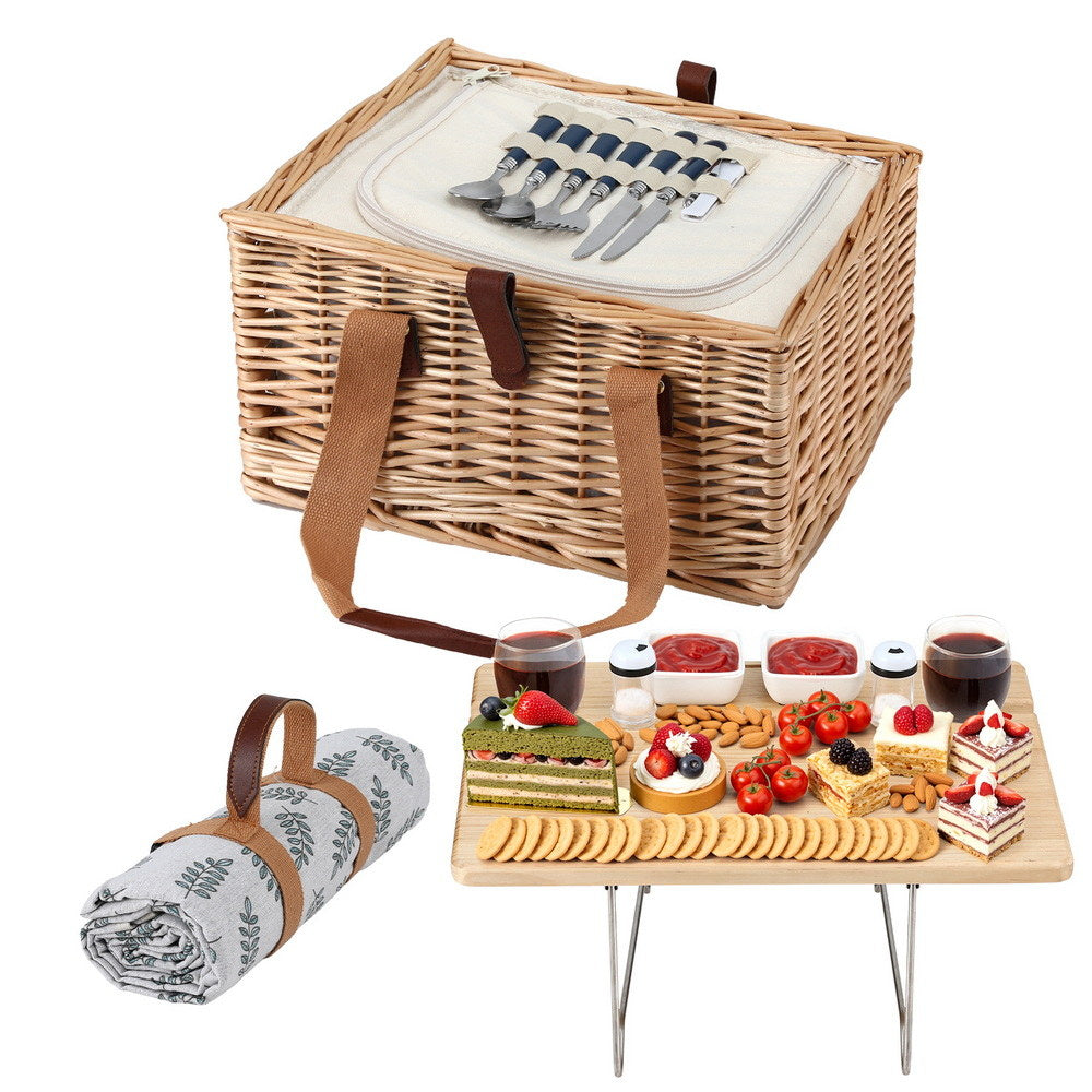 Alfresco 2 Person Picnic Basket Set with Table and Blanket