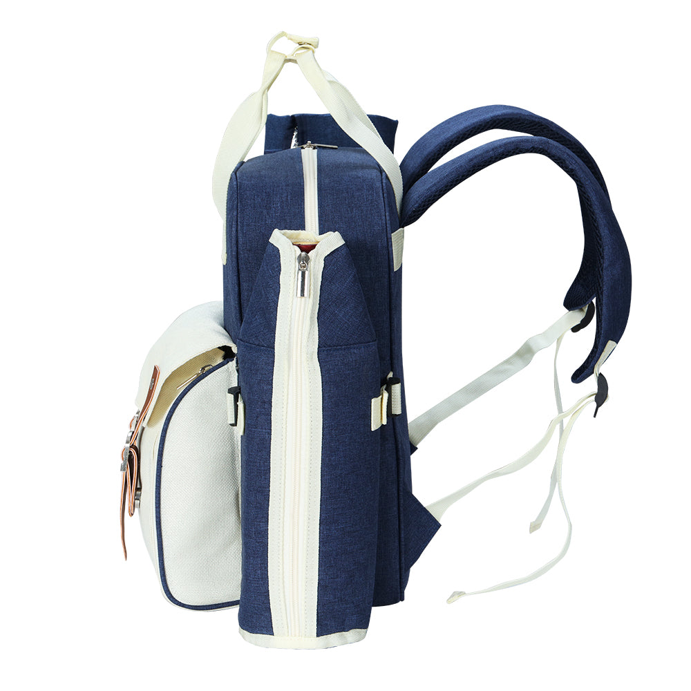 Alfresco 4 Person Insulated Picnic Backpack Set - Blue