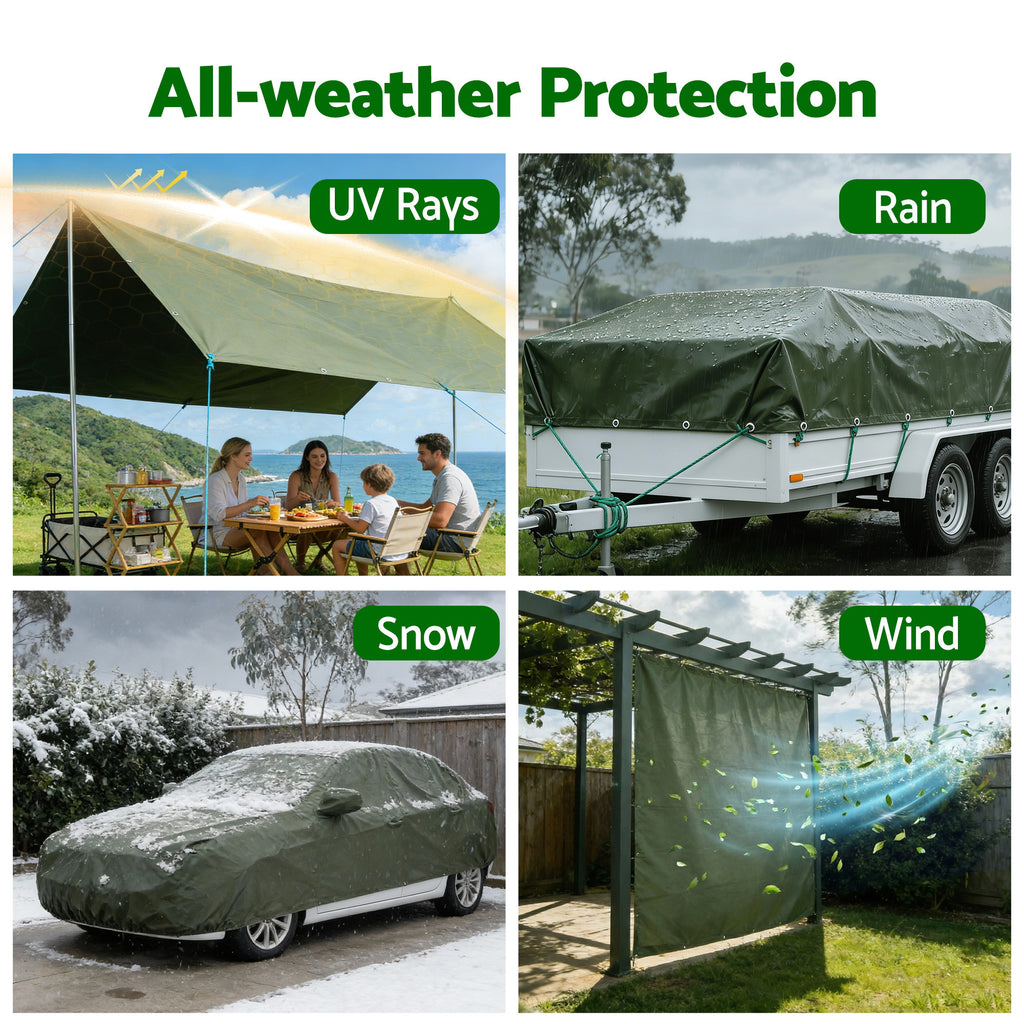Instahut 2 x 3m Heavy Duty Canvas Tarp 600GSM