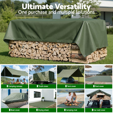 Instahut 2 x 3m Heavy Duty Canvas Tarp 600GSM
