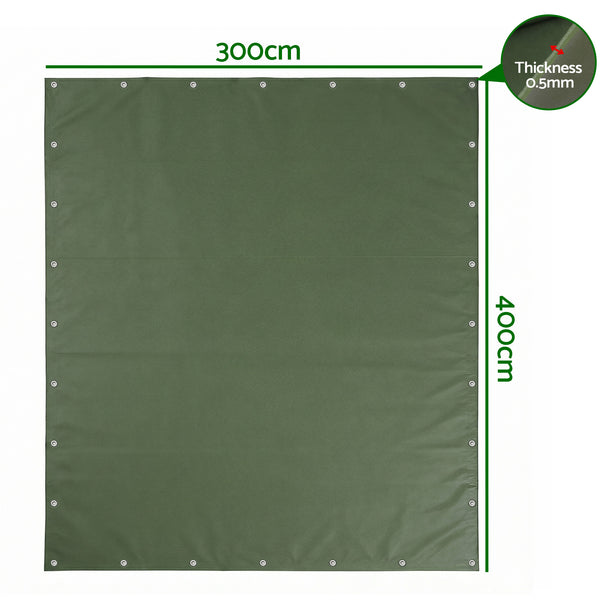 Instahut 3 x 4m Heavy Duty Canvas Tarp 600GSM