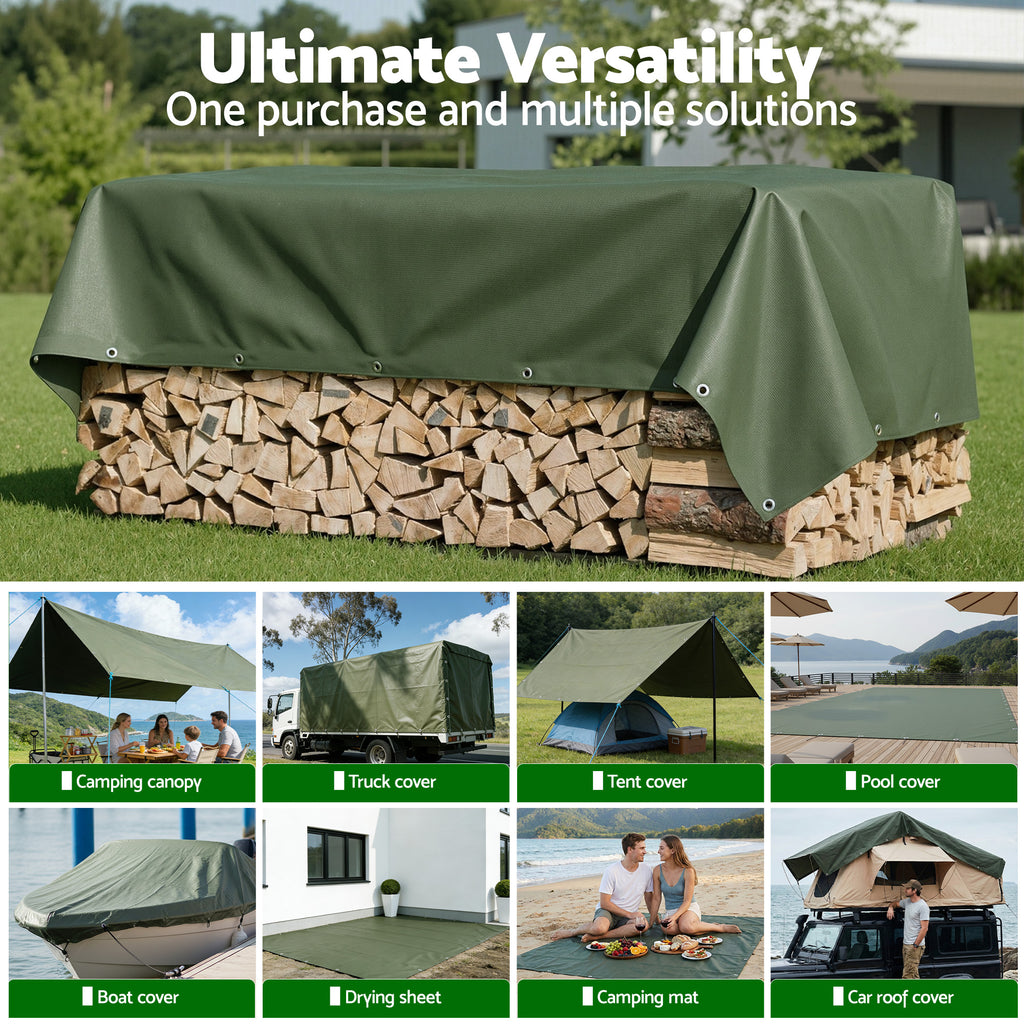 Instahut 3 x 4m Heavy Duty Canvas Tarp 600GSM