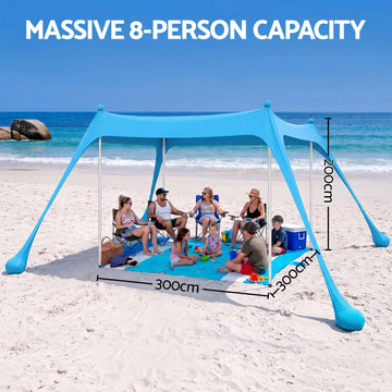 Weisshorn 3x3m Beach Sun Shelter UPF 50+ (Up to 8 People)
