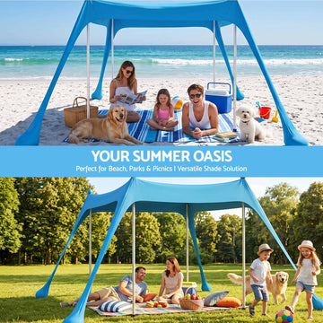Weisshorn 3x3m Beach Sun Shelter UPF 50+ (Up to 8 People)