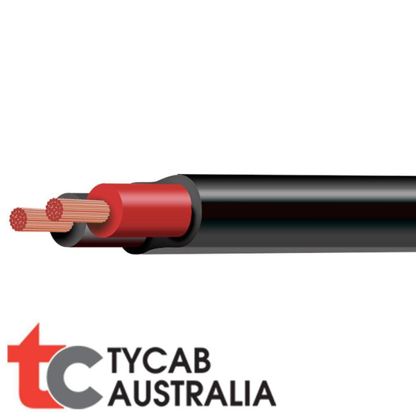 Tycab 6mm twin core red and black cable with black sheath