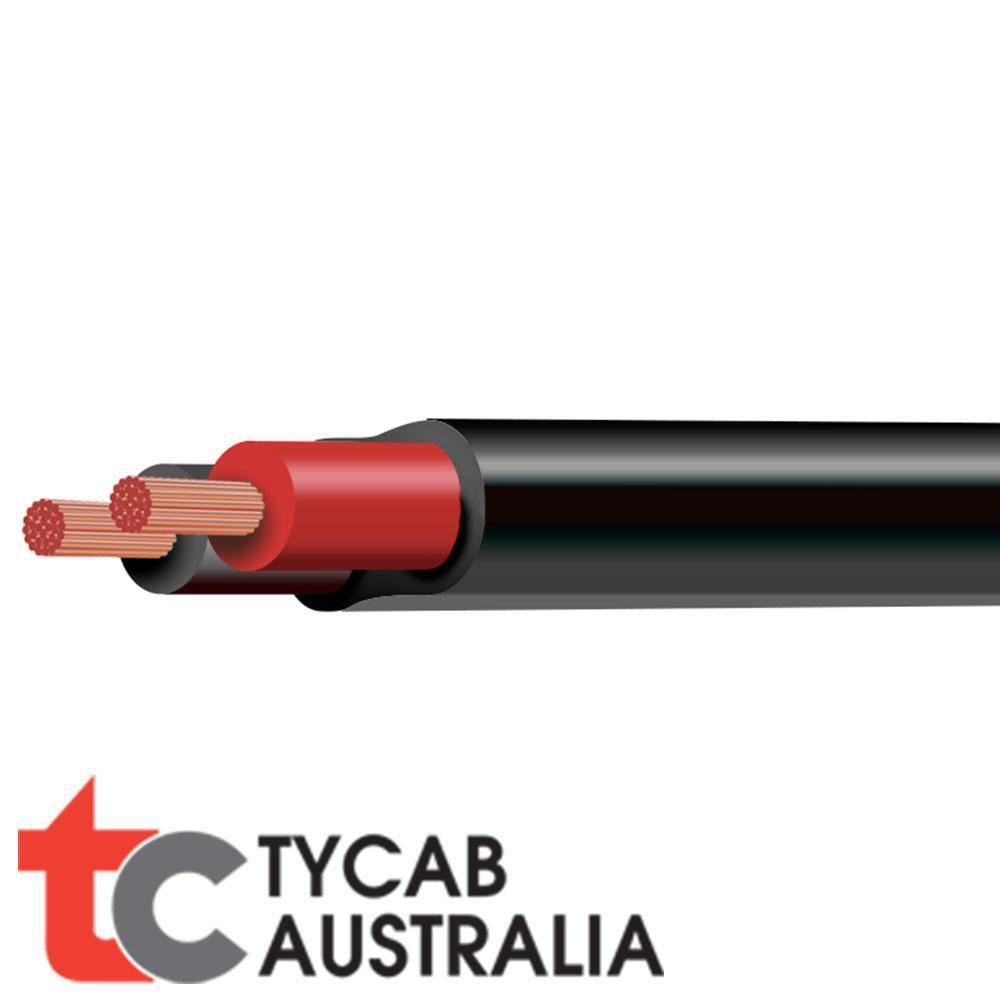 Tycab 6mm twin core red and black cable with black sheath