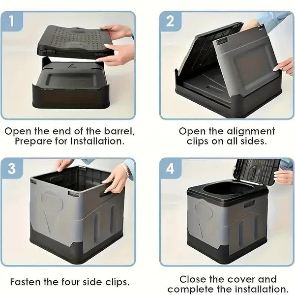 Portable Car Toilet with Integrated Waste Bin - Durable PP Material, Ideal for RVs, Outdoor Camping & Emergency Situations - Sleek Design with Ventilation Slits RV Toilets