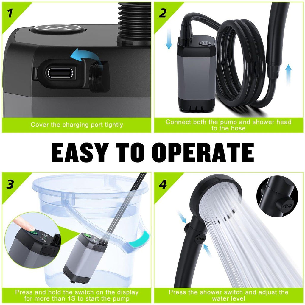 Rechargeable Portable Camping Shower Pump 6000mAh