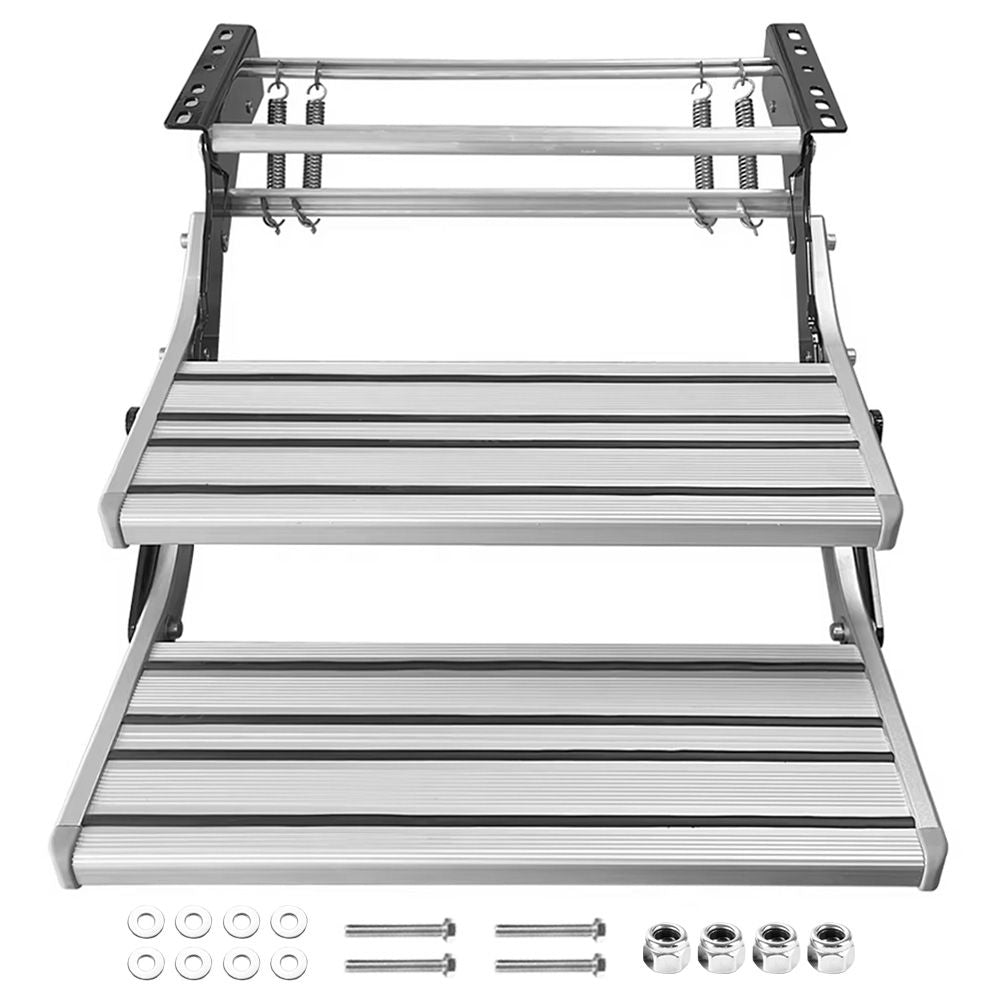 Heavy Duty Double Aluminium Caravan Step - Silver
