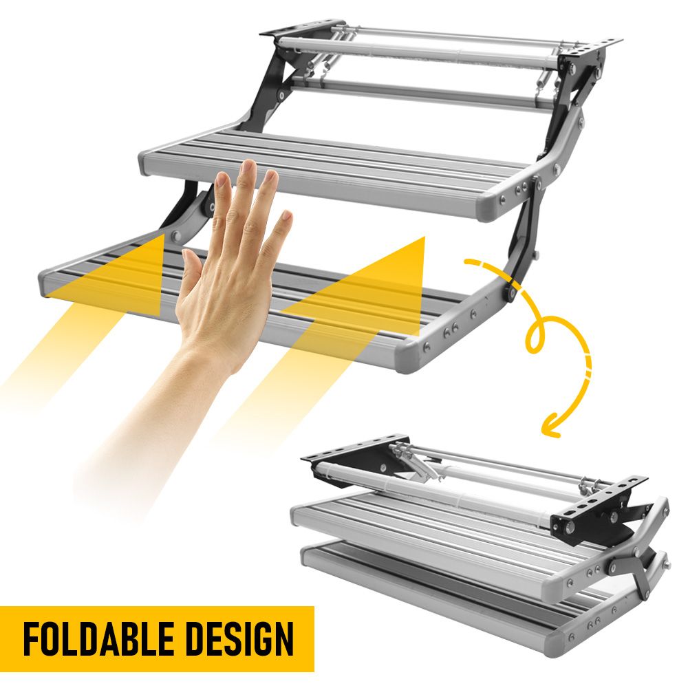 Heavy Duty Double Aluminium Caravan Step - Silver