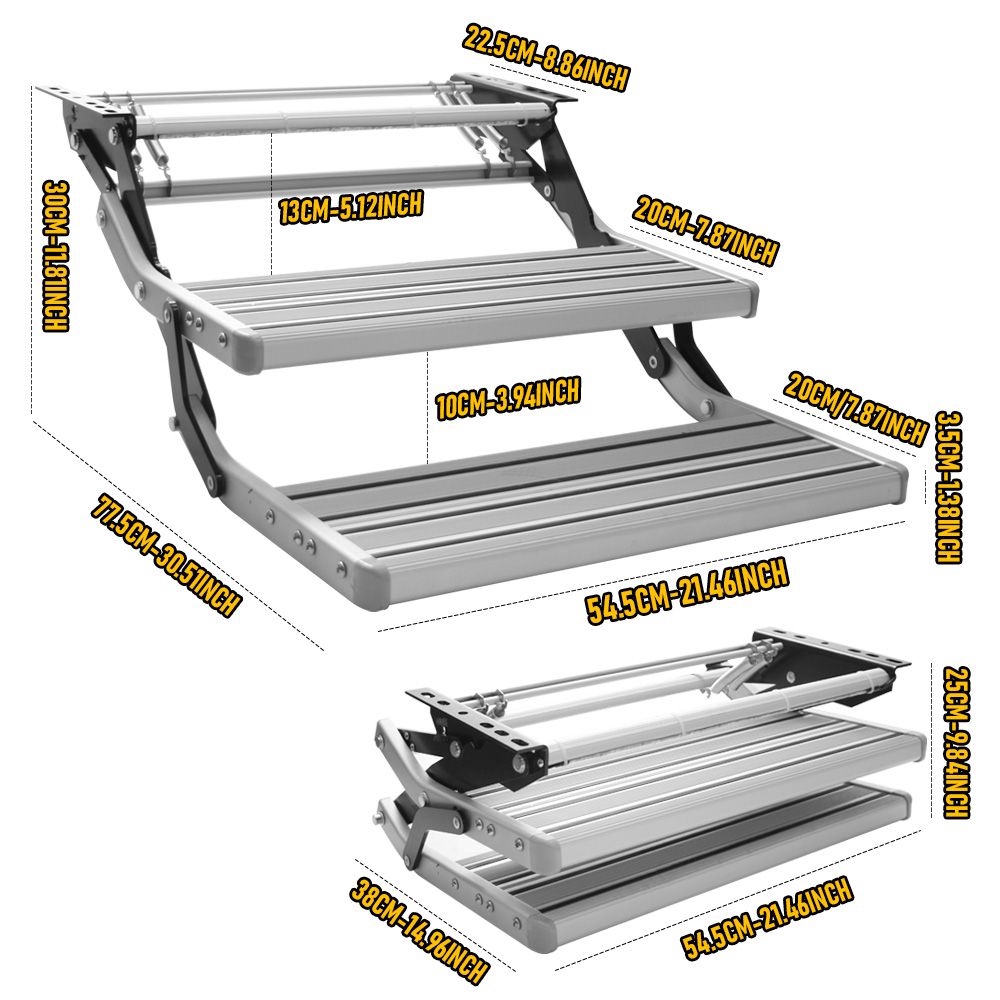Heavy Duty Double Aluminium Caravan Step - Silver