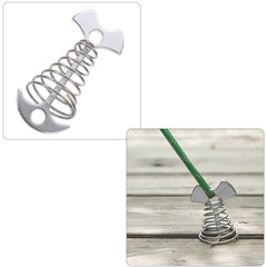 SWETRACE 6Pcs Stainless Steel Fishbone Tent Pegs for Outdoor Camping with Tent Rope Buckle 3.1x1.6x1.2in