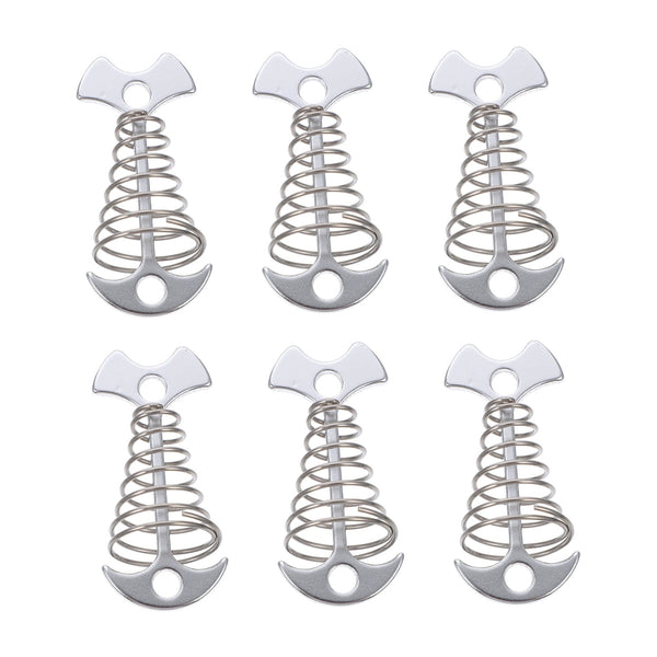 SWETRACE 6Pcs Stainless Steel Fishbone Tent Pegs for Outdoor Camping with Tent Rope Buckle 3.1x1.6x1.2in