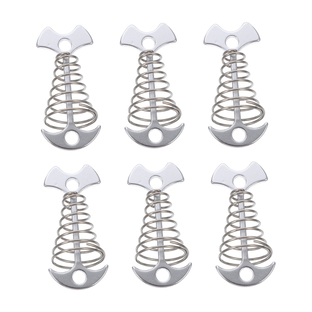 SWETRACE 6Pcs Stainless Steel Fishbone Tent Pegs for Outdoor Camping with Tent Rope Buckle 3.1x1.6x1.2in
