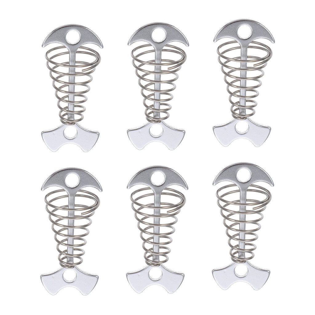 SWETRACE 6Pcs Stainless Steel Fishbone Tent Pegs for Outdoor Camping with Tent Rope Buckle 3.1x1.6x1.2in
