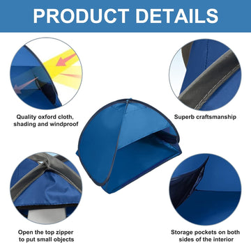 Pop-up Beach Shelter - Portable Beach Tent Anti-UV, Windproof, Picnic Tent for Small Dogs, Cats and Other Small Pets, Bl