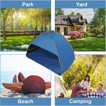Pop-up Beach Shelter - Portable Beach Tent Anti-UV, Windproof, Picnic Tent for Small Dogs, Cats and Other Small Pets, Bl