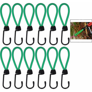 16 Pieces Rubber Straps with Hooks, Tent Rubber Hook, Camping Tent Hook Rubber Strap, for Camping, Tarpaulins, Awnings, 
