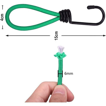16 Pieces Rubber Straps with Hooks, Tent Rubber Hook, Camping Tent Hook Rubber Strap, for Camping, Tarpaulins, Awnings, 