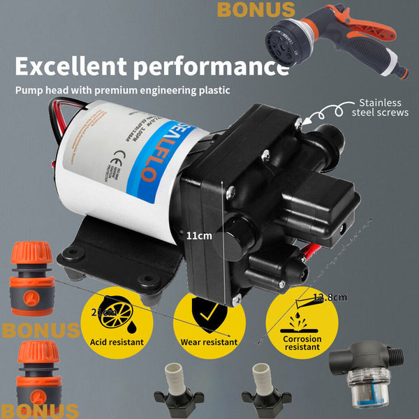 SEALFLO 12V Self-Priming Water Pump 55PSI 11.3L/M