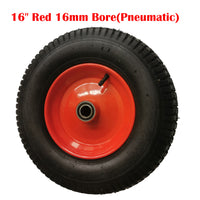 16" Red Pneumatic Tyre Steel Rim 16mm Bore for Hand Trolley Cart