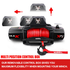 X-BULL 12V Electric Winch 14500LBS synthetic rope with 2 Pairs Recovery Tracks Gen2.0 Black