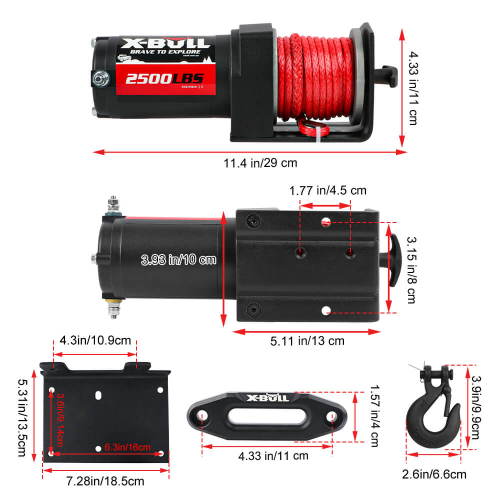 X-BULL 2500lb 12V Electric Winch with 15.2m Synthetic Rope