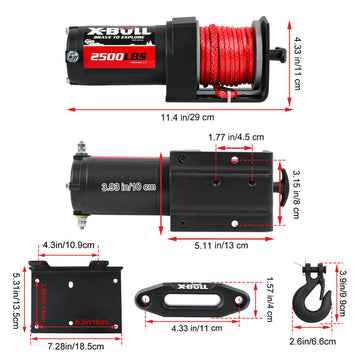 X-BULL 2500lb 12V Electric Winch with 15.2m Synthetic Rope