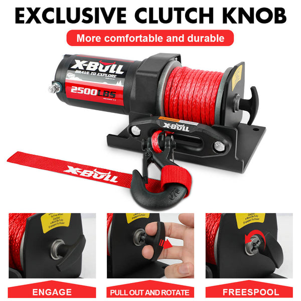 X-BULL 2500lb 12V Electric Winch with 15.2m Synthetic Rope