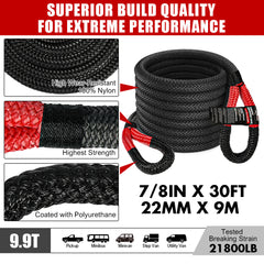 X-BULL 4WD Recovery Kit Kinetic Recovery Rope Snatch Strap / 2PCS Recovery Tracks 4X4 Gen3.0