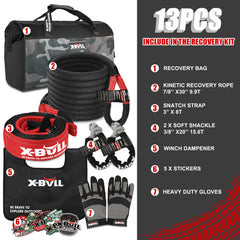 X-BULL 4X4 Recovery Kit Kinetic Recovery Rope Snatch Strap / 2PCS Recovery Tracks 4WD Gen2.0