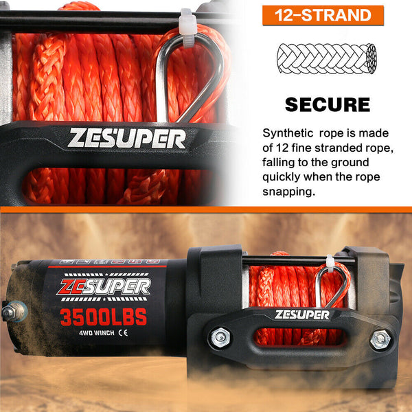 X-Bull ZESUPER 3500LB Portable Electric Winch 12V Wireless ATV UTV 4WD