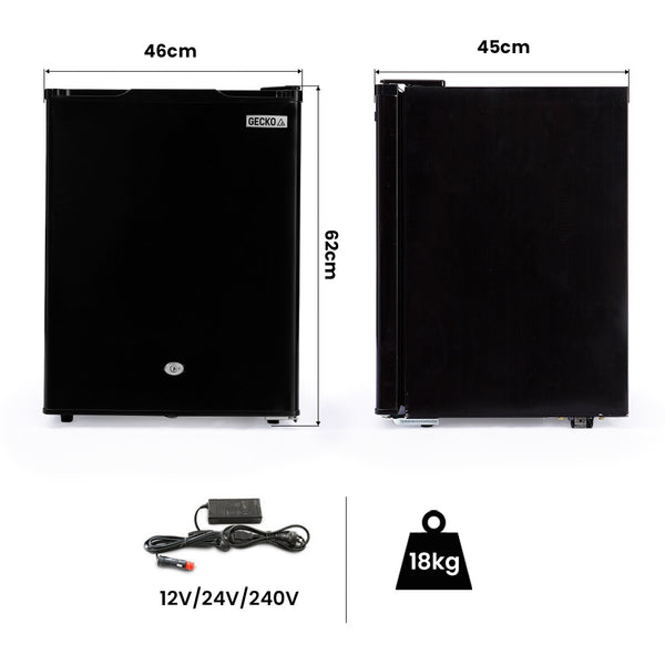 GECKO 70L Portable Fridge Freezer Camping Caravan Car Fridges 12V/24V , Black