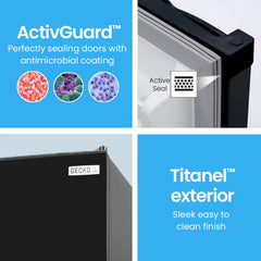 GECKO 142L Upright Portable Fridge / Freezer, 12V/24V/240V for Motorhome and Caravan, Black