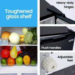 GECKO 142L Upright Portable Fridge / Freezer, 12V/24V/240V for Motorhome and Caravan, Black