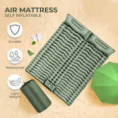 KILIROO Double Inflatable Camping Sleeping Pad with Pillow (Army Green) KR-ISP-102-HZ