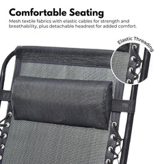 KILIROO Folding Reclining Camping Chair With Breathable Mesh (Black)