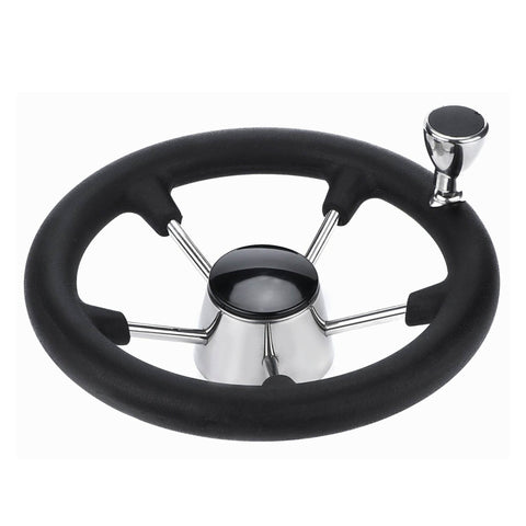 13.5" Stainless Steel Boat Steering Wheel 5 Spoke with Grip Cover and Knob
