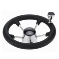 13.5" Stainless Steel Boat Steering Wheel 5 Spoke with Grip Cover and Knob