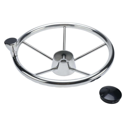 13.5" Stainless Steel Boat Steering Wheel – 5 Spoke with Spinner Knob