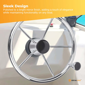 13.5" Stainless Steel Boat Steering Wheel – 5 Spoke with Spinner Knob