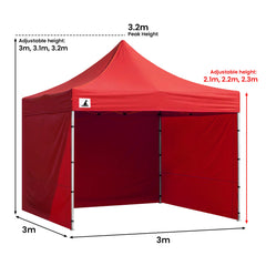 Wallaroo Gazebo Tent Marquee 3x3 PopUp Outdoor  Red