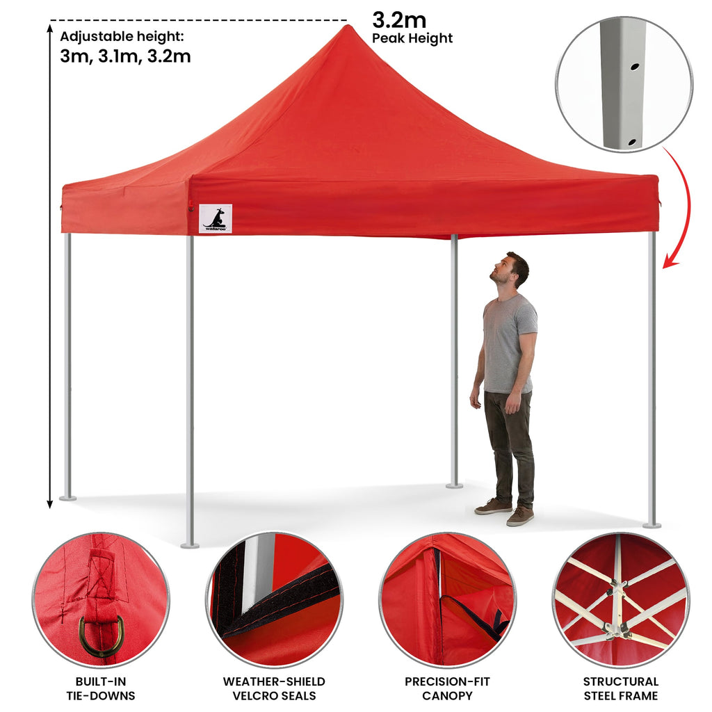 Wallaroo Gazebo Tent Marquee 3x3 PopUp Outdoor  Red