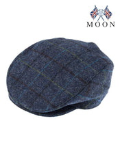 DENTS Abraham Moon Tweed Flat Cap Wool Ivy Hat Driving Cabbie Quilted 1-3038 - Blue - Large