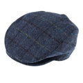 DENTS Abraham Moon Tweed Flat Cap Wool Ivy Hat Driving Cabbie Quilted 1-3038 - Blue - Medium